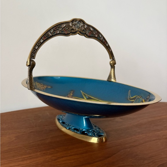 Ornate Blue Moon Bowl with Gold Accents - Picture 3 of 12